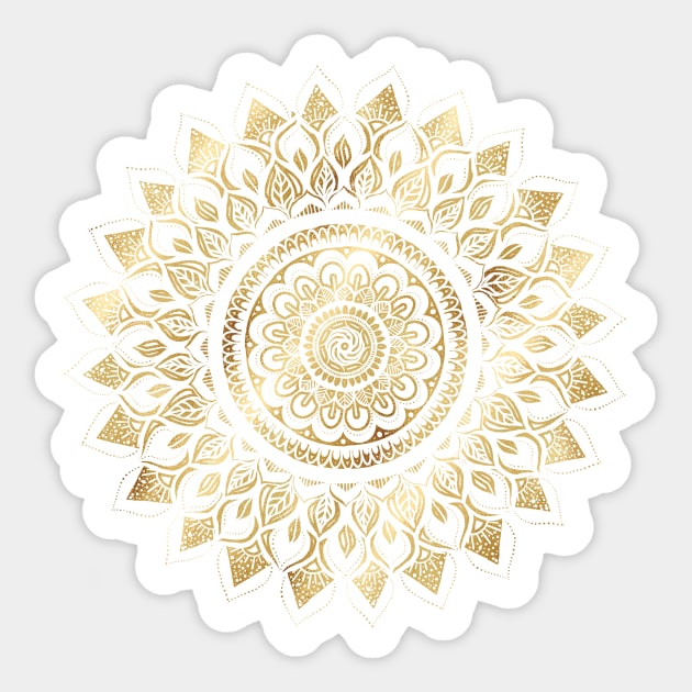 Girly White Gold Mandala Floral Sticker by NdesignTrend